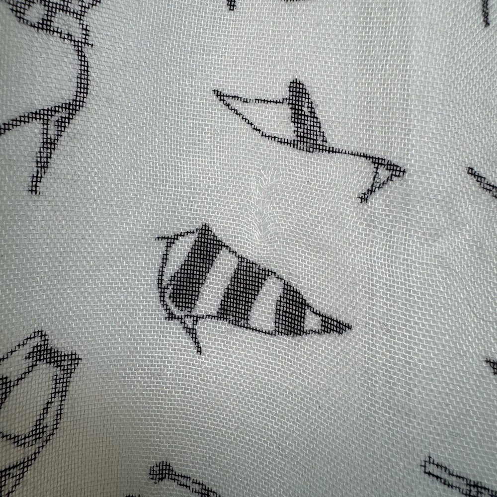 J. Crew Cream Sheer Scarf with Black Shoe Print - Picture 5 of 6